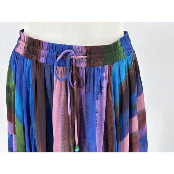 NWT ZARA Skirt Beaded Boho Elastic Waist Flowing Blue Festival Scarf Hem Small - Picture 3 of 8